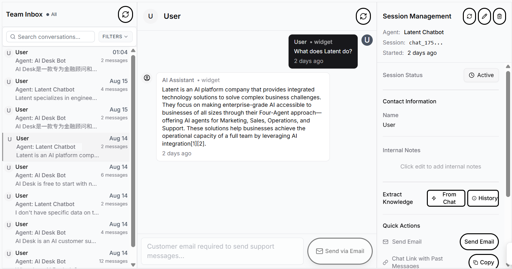 Chat Inbox Interface