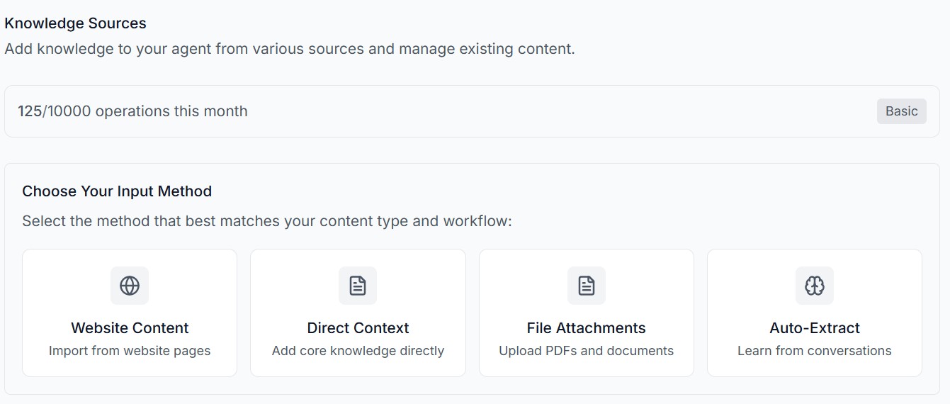 AI Desk knowledge base management interface with validation controls